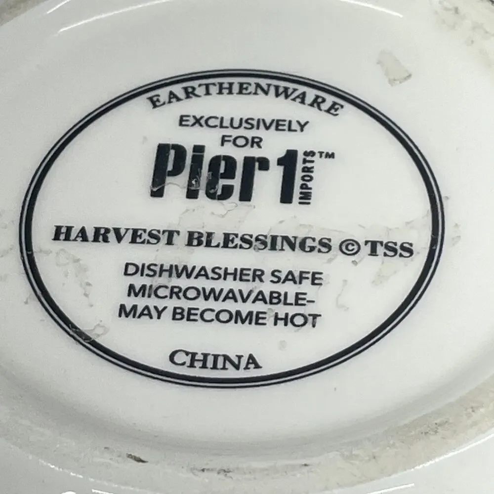Set of 2 Pier 1 Harvest Blessings Soup Cereal Bowls Earthenware 6